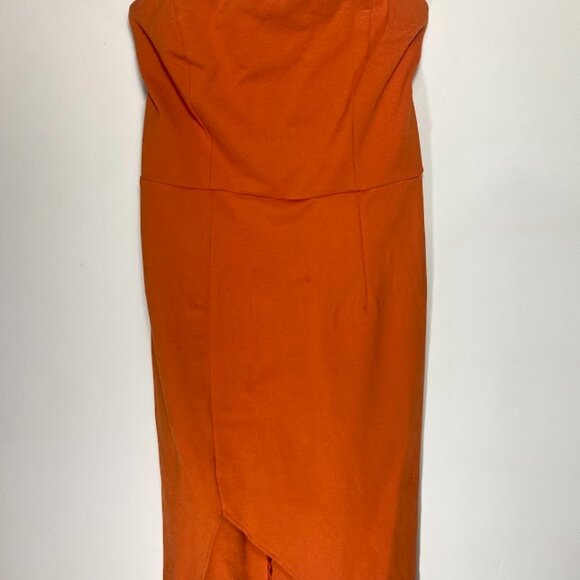 Lulu's sexy burnt orange bodycon strapless dress - Picture 2 of 5